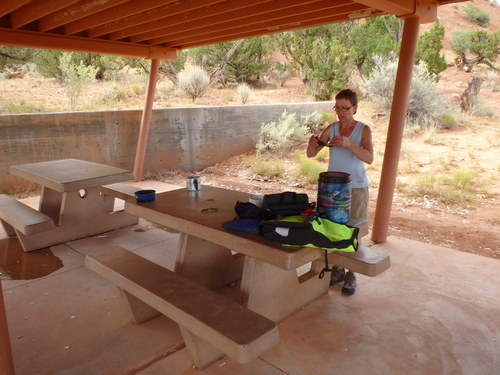 GDMBR: A covered picnic pavilion is available, it is cool, and out of the sun.